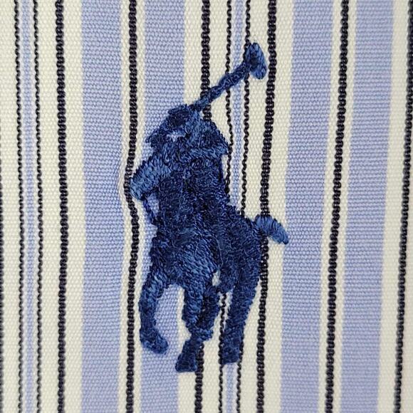 Polo Ralph Lauren Shirt Men's Size Medium 15.5 Blue Stripe LS Button Down - Picture 5 of 8